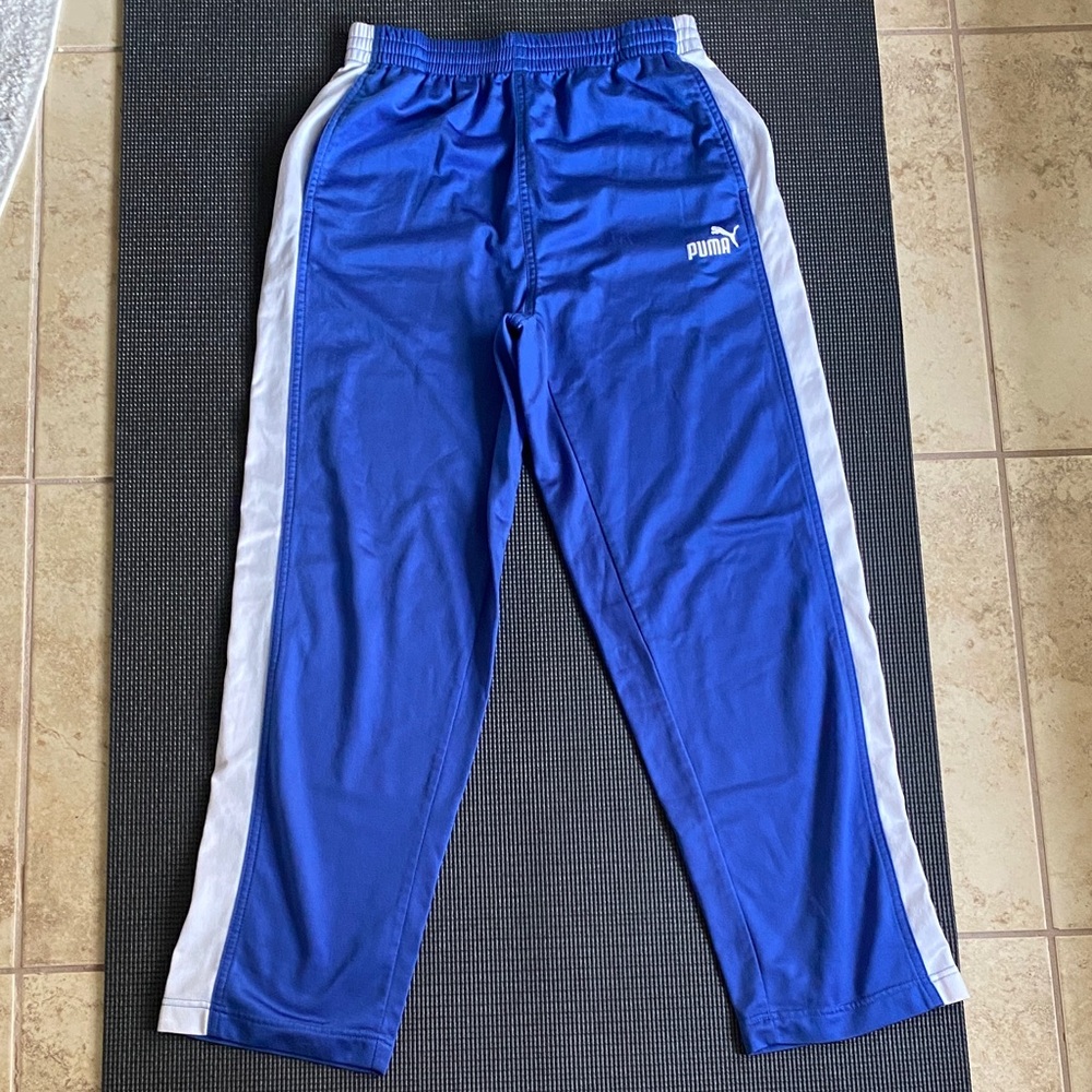 Puma Mens Royal Blue Joggers with White Stripes